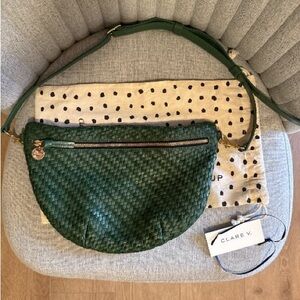 Clare V Forest Green Woven Shoulder Bag